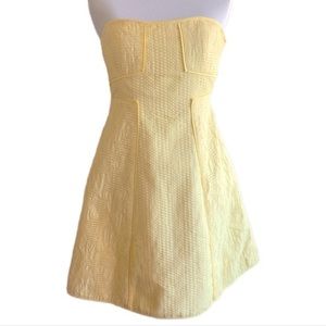 Tibi light yellow strapless mini dress